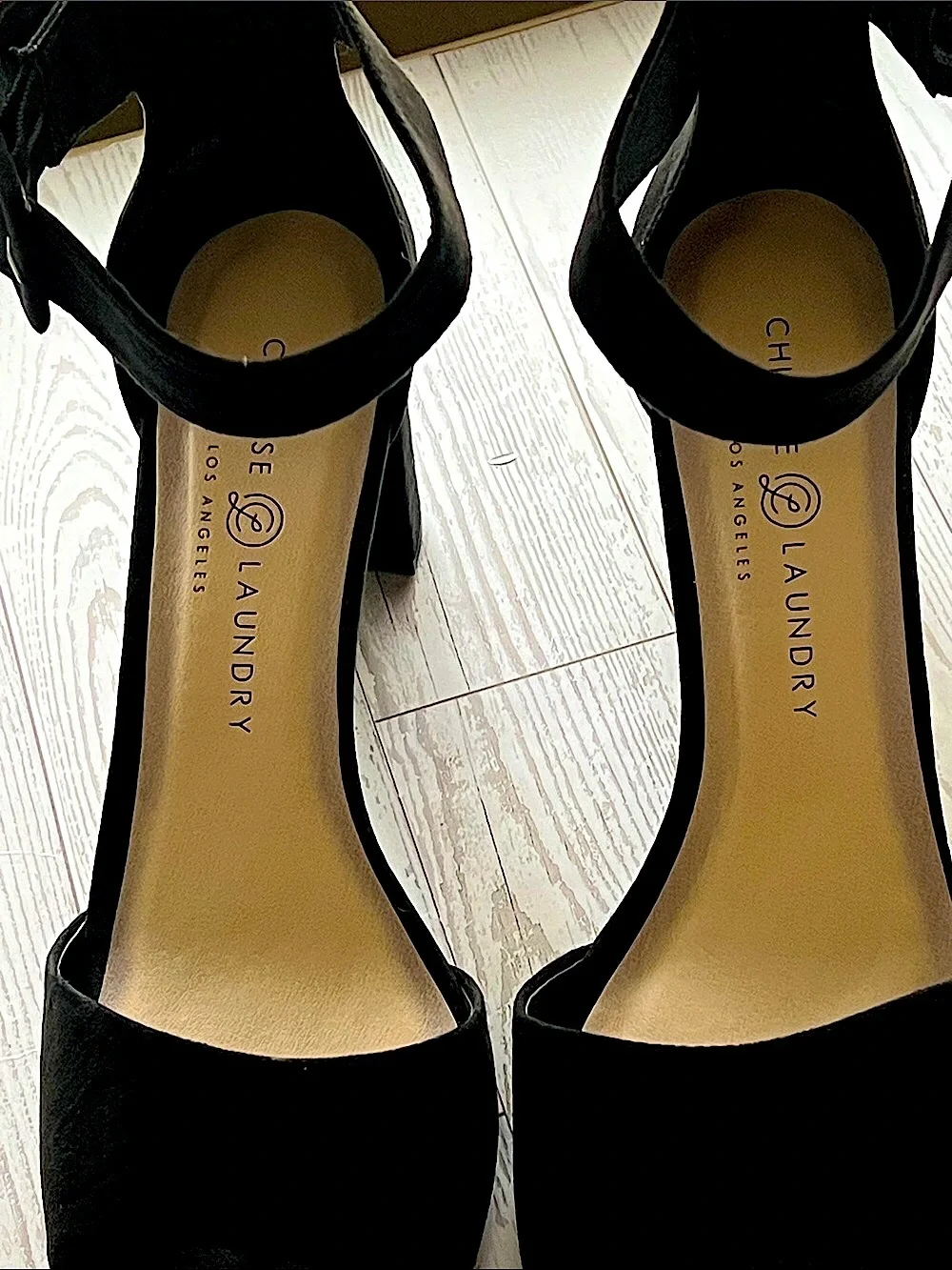 Chinese Laundry ✨New in Box✨Black Micro Suede Block Heels Wide Ankle Strap 9.5